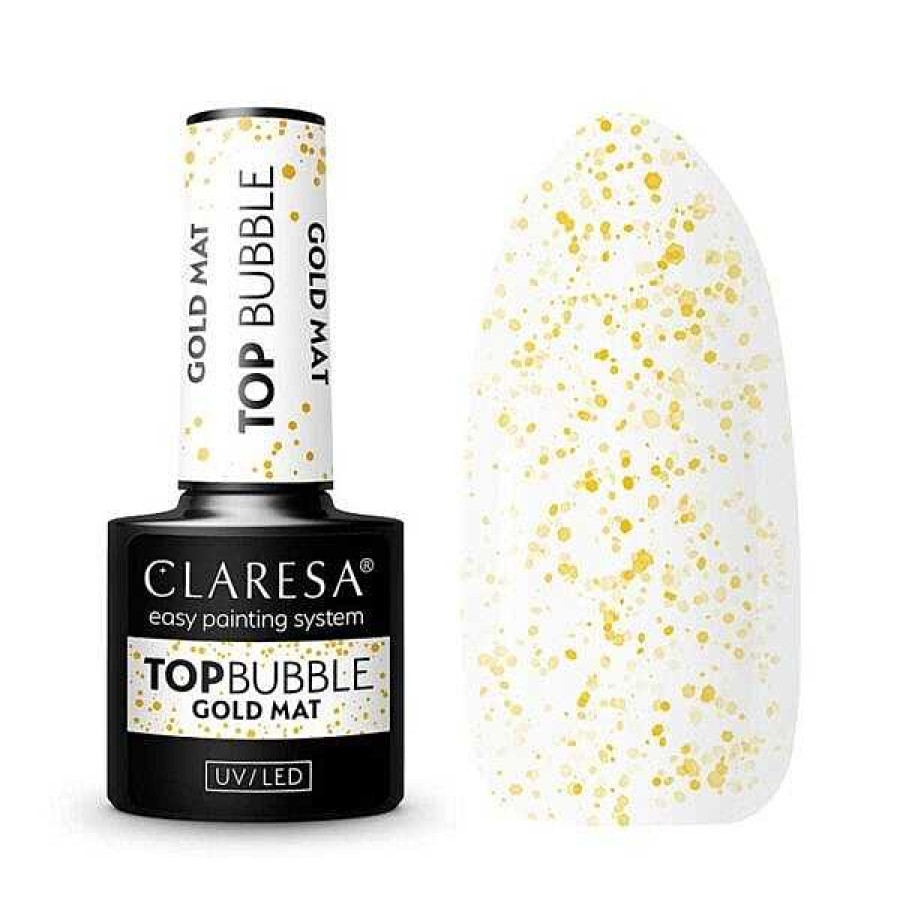 Claresa Claresa Top Coat Semipermanente Mate No Wipe Bubble Oro Bases Y Top Coats