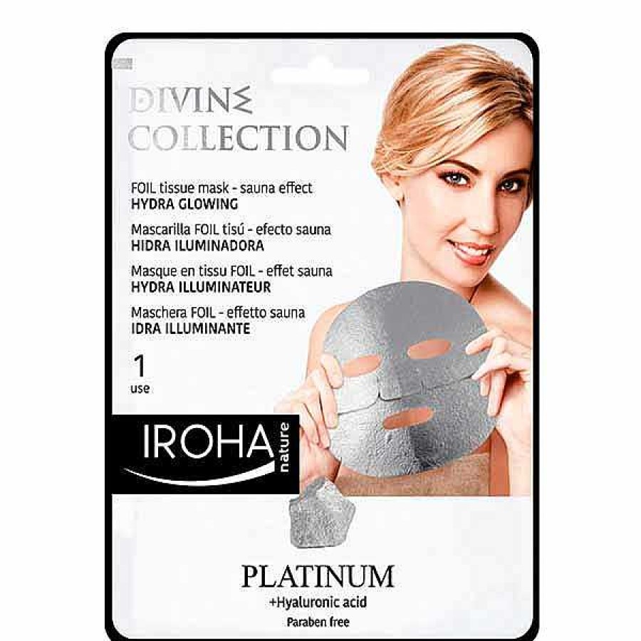 IROHA Nature Iroha Nature Mascarilla Facial Foil Hidra Iluminadora Efecto Sauna Platino Mascarillas Faciales