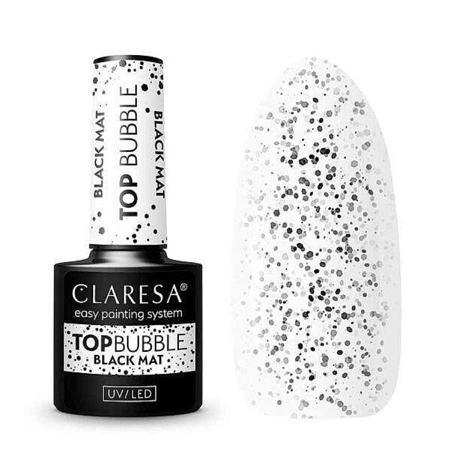 Claresa Claresa Top Coat Semipermanente Mate No Wipe Bubble Negro Bases Y Top Coats