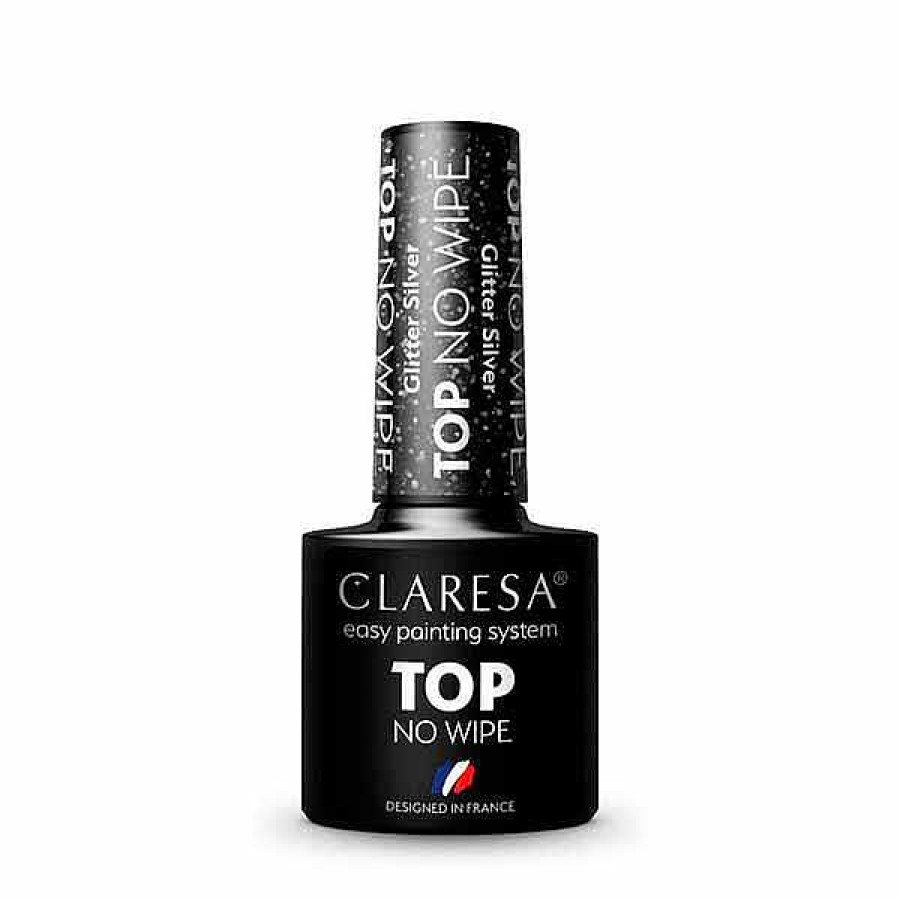 Claresa Claresa Top Coat Semipermanente No Wipe Glitter Plata Bases Y Top Coats